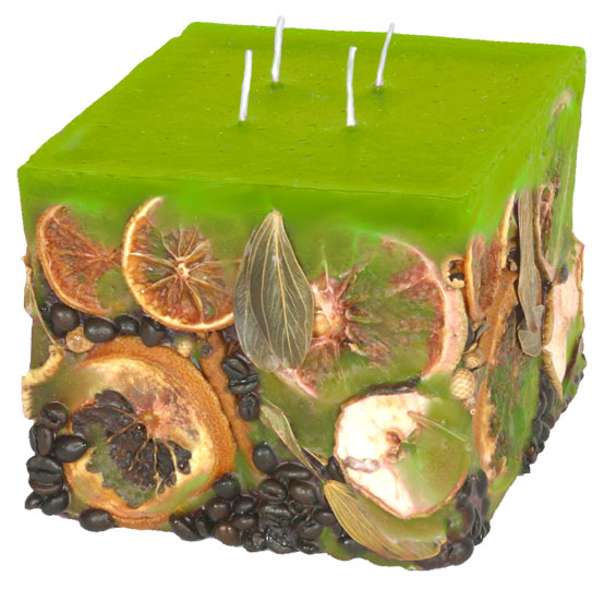 Kerzenquader Potpourri "Früchte" lindgrün