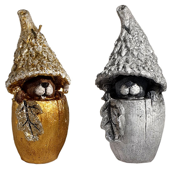 Candle "Dwarf", set of 2, gold and silver