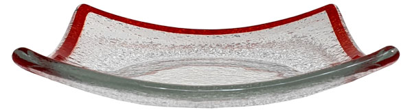 Gewölbter Glasteller mit Rand bordeaux