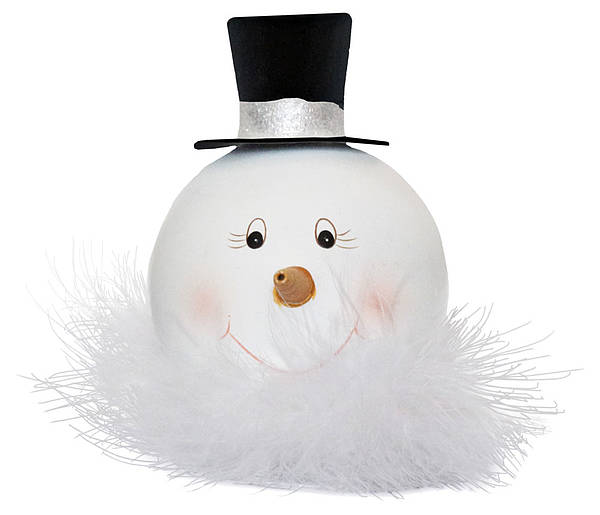Snowman Metal with feathers und top hat, 8cm