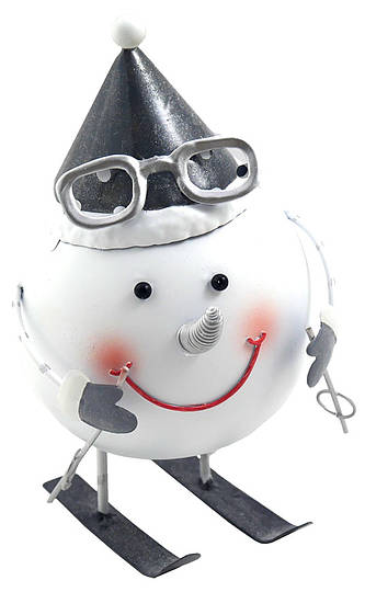 Metal figurine snow man with hat, 17cm