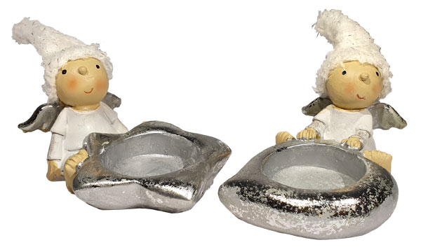 Couple of angels, tealight holders with hat