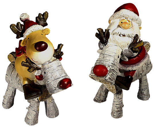 Santa und Rudolf reitend