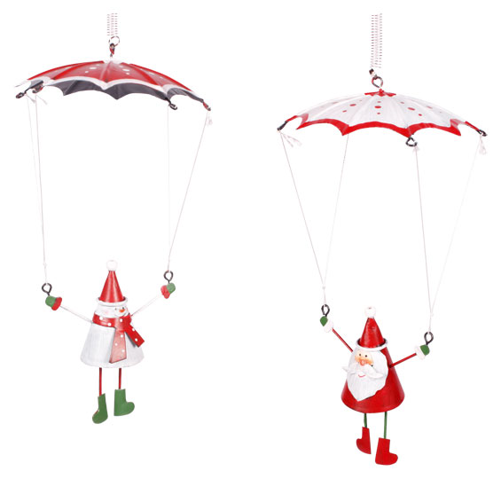 Parachute with Santa Claus and snowman