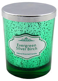 Aromakerze im grünen Glas, evergreen & silverbirch, H: 10cm, D: 8cm