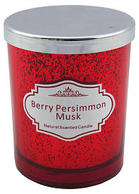 Aromakerze im roten Glas, berry persimmon & musk, H: 10cm, D: 8cm