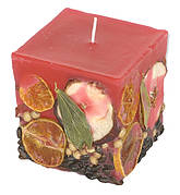 Candle cuboid Potpourri Fruechte (fruits) cherry red