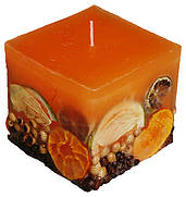 Candle cuboid Potpourri Fruechte (fruits) orange