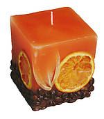 Candle cuboid Potpourri Fruechte (fruits) orange