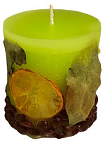 Candle cylinder Potpourri Fruechte (fruits) lime green