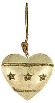 Metallanhänger Herz mit Sternen, gold, 9.5cm