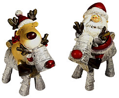 Santa und Rudolf reitend