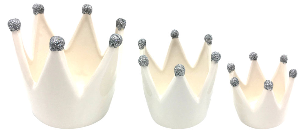 Set of 3 tealight holders crown, 7.3-12cm, 