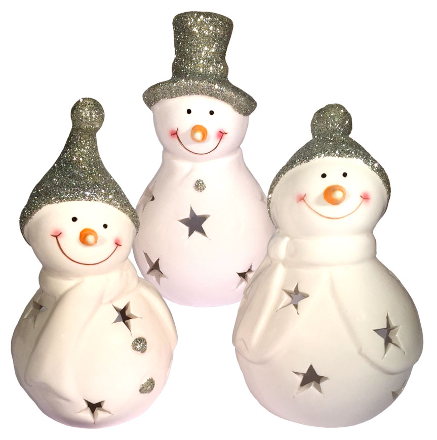 Set of 3 snowmen, as tealight 12-12.5cm, 