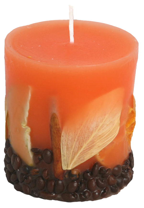 Candle cylinder Potpourri Fruechte (fruits) orange, 