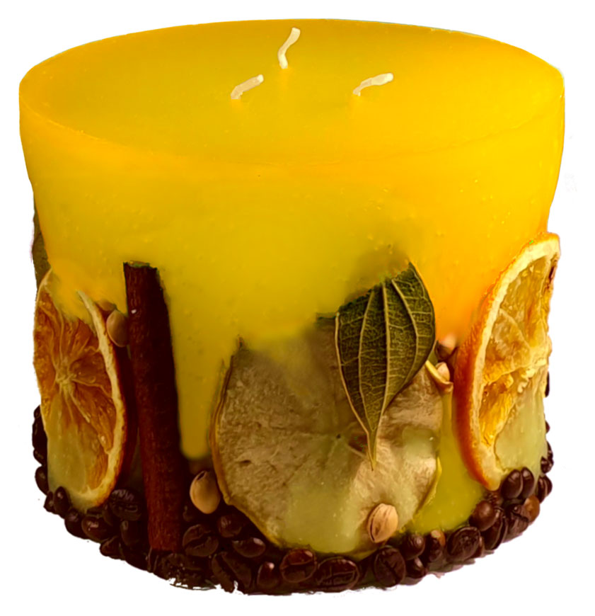 Candle cylinder Potpourri Fruechte (fruits) lemon, 
