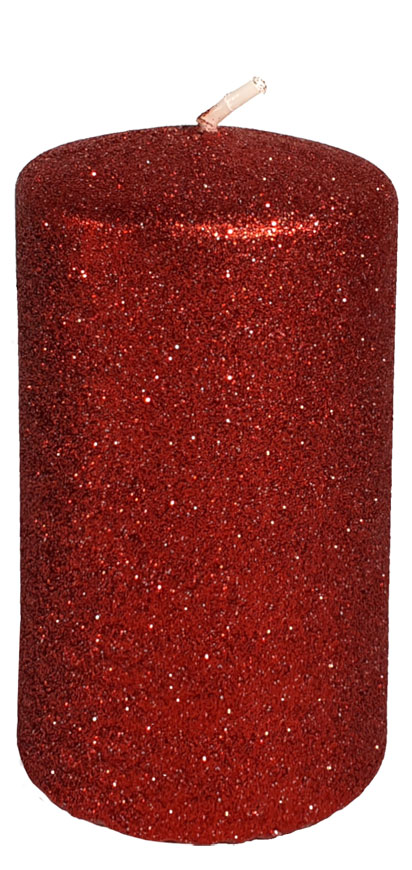 Cylindrical candle "Glamour", red, 