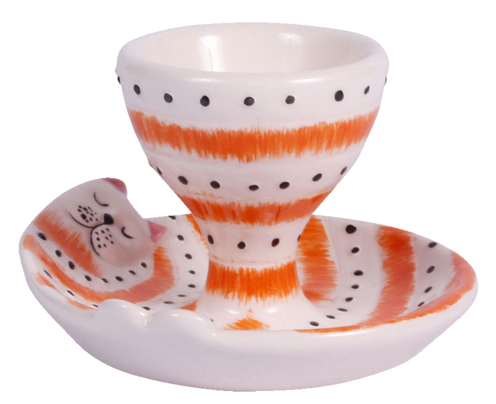 Hannes Cat as egg cups, orange 6cm, 