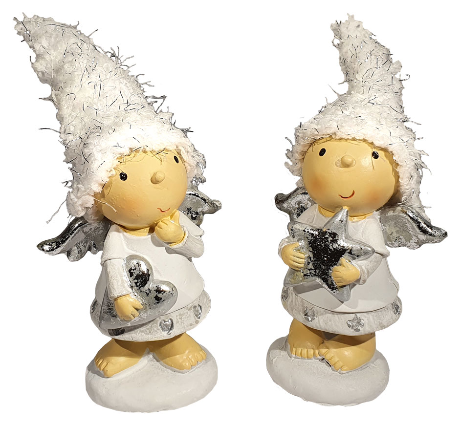 Couple of angels standing, with hat, 